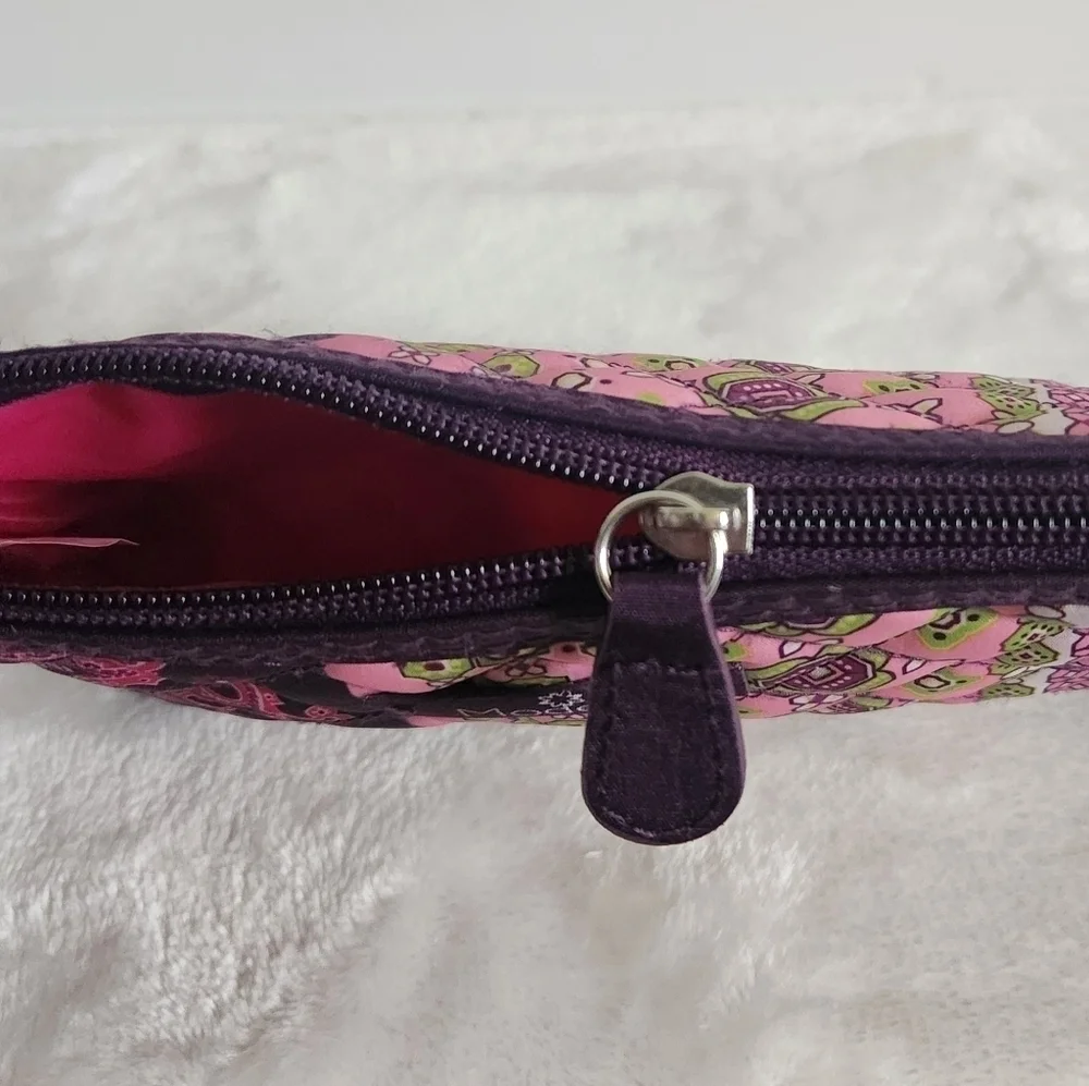 Modella Vintage Pink Purple Paisley Quilted Cosmetic Makeup Pouch Bag